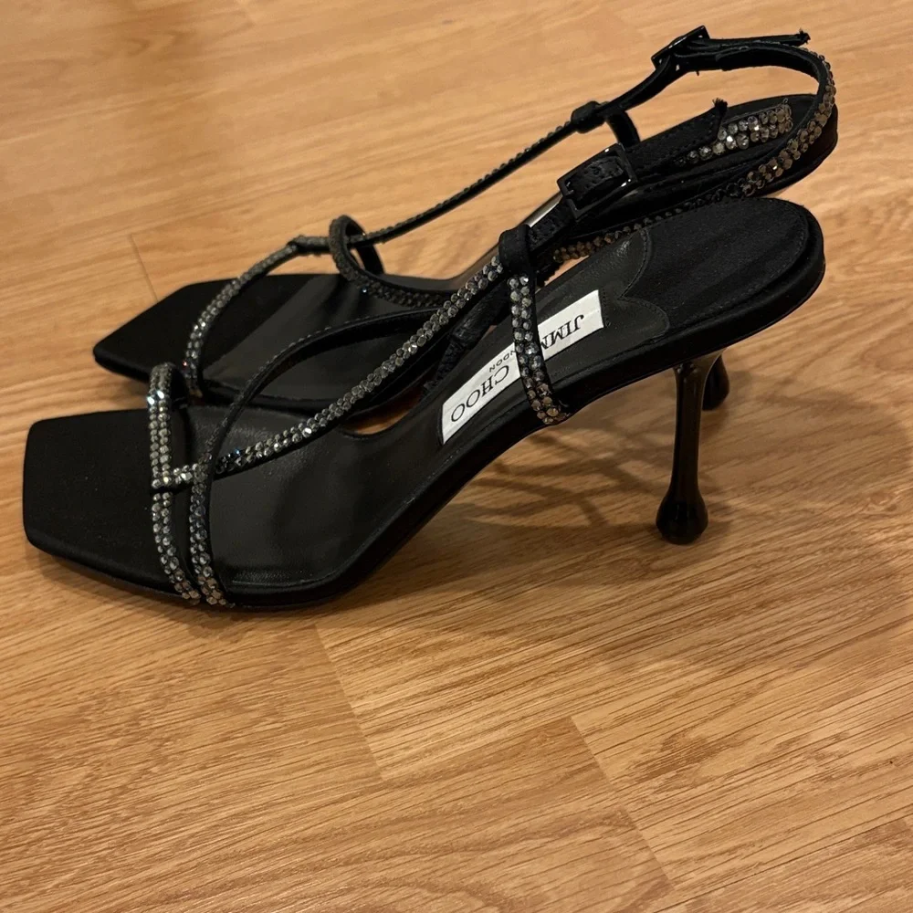 Jimmy Choo Black Heels with Silver Accents - Picture 2 of 8